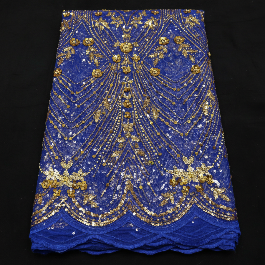 Tissu Dentelle Bleu Royal