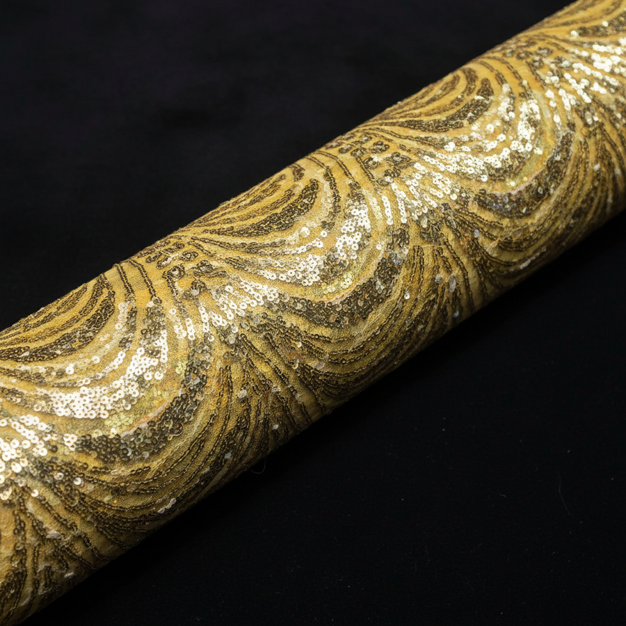 Tissu Dentelle Or Vagues